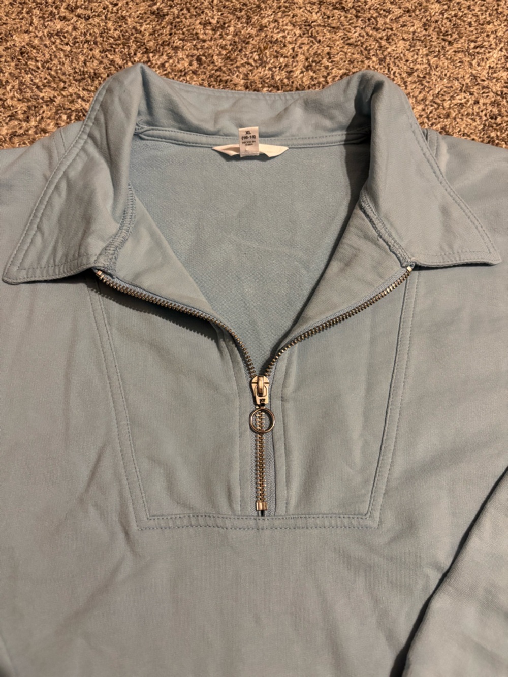 Time and Tru Light Blue Half-Zip Polo Sweatshirt - Picture 5 of 7